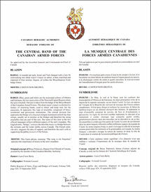 Lettres patentes approuvant l’insigne de La Musique centrale des Forces armées canadiennes