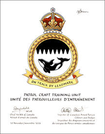 Lettres patentes approuvant l'insigne de l'Unité des patrouilleurs d'entraînement Lettres patentes approuvant l'insigne de l'Unité des patrouilleurs d'entraînement
