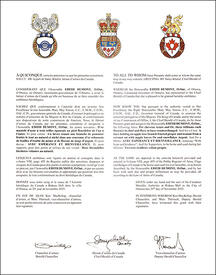 Lettres patentes concédant des emblèmes héraldiques à Edith Dumont Lettres patentes concédant des emblèmes héraldiques à Edith Dumont