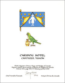 Lettres patentes concédant des emblèmes héraldiques au Caribou Hotel Lettres patentes concédant des emblèmes héraldiques au Caribou Hotel