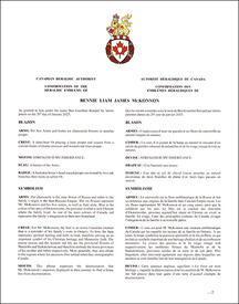 Lettres patentes confirmant les emblèmes héraldiques de Bennie Liam James McKonnon Lettres patentes confirmant les emblèmes héraldiques de Bennie Liam James McKonnon
