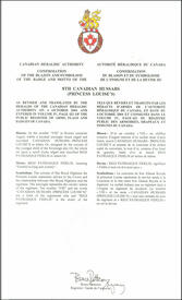 Lettres patentes confirmant le blasonnement de l'insigne du 8th Canadian Hussars (Princess Louise's)