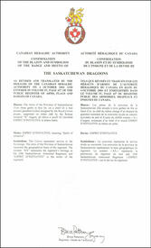 Lettres patentes confirmant le blasonnement de l'insigne de The Saskatchewan Dragoons