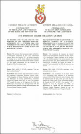 Confirmation du blasonnement de l'insigne du 4th Princess Louise Dragoon Guards