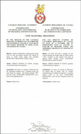 Confirmation du blasonnement de l'insigne du 12th Manitoba Dragoons