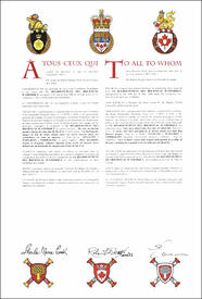 Letters patent granting heraldic emblems to Le Regroupement des Bournival d’Amérique Letters patent granting heraldic emblems to Le Regroupement des Bournival d’Amérique