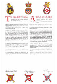 Lettres patentes concédant des emblèmes héraldiques à John Robert Colombo Lettres patentes concédant des emblèmes héraldiques à John Robert Colombo