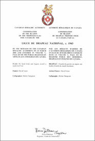 Letters patent confirming the blazon of the Proposed Flag: Ligue du drapeau national, c. 1943 Letters patent confirming the blazon of the Proposed Flag: Ligue du drapeau national, c. 1943