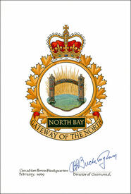 Letters patent confirming the blazon of the Badge of Canadian Forces Base North Bay Letters patent confirming the blazon of the Badge of Canadian Forces Base North Bay