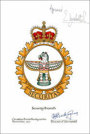 Letters patent confirming the blazon of the Badge of the Military Police Branch