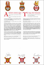 Lettres patentes concédant des emblèmes héraldiques à Roch Dumont Lettres patentes concédant des emblèmes héraldiques à Roch Dumont