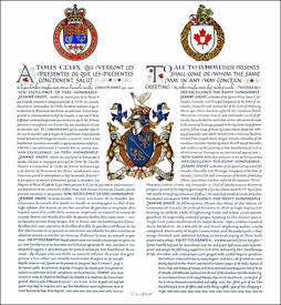 Letters patent granting heraldic emblems to Jeanne Sauvé Letters patent granting heraldic emblems to Jeanne Sauvé