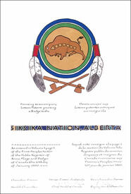 Lettres patentes concédant un insigne à la Nation des Siksika