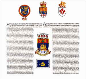 Letters patent granting heraldic emblems to the City of Québec