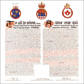 Letters patent granting heraldic emblems to David See-Chai Lam Letters patent granting heraldic emblems to David See-Chai Lam
