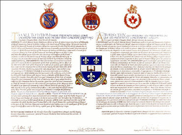 Letters patent granting heraldic emblems to St. Hilda’s College