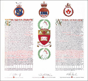 Letters patent granting heraldic emblems to Redeemer College Letters patent granting heraldic emblems to Redeemer College