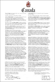 Lettres patentes concédant des emblèmes héraldiques à Frances Woolsey