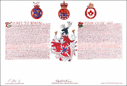 Letters patent granting heraldic emblems to Kevin Hutchings