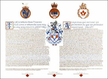 Letters patent granting heraldic emblems to Kingston Collegiate and Vocational Institute