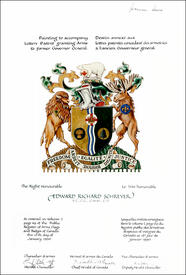 Letters patent granting heraldic emblems to Edward Richard Schreyer