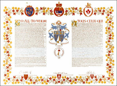 Lettres patentes enregistrant les emblèmes héraldiques de Harry Douglas Ellis Inns Lettres patentes enregistrant les emblèmes héraldiques de Harry Douglas Ellis Inns