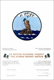 Letters patent granting a Badge to the Huron Wendat Nation