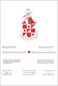 Letters patent granting heraldic emblems to the Statistical Society of Canada