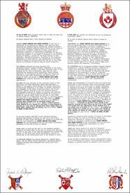 Letters patent granting heraldic emblems to Joseph Onésime Paul-André Fournier