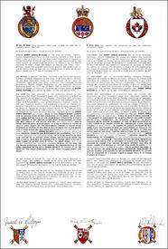 Lettres patentes enregistrant les emblèmes héraldiques de Robert Arnold McColgan Lettres patentes enregistrant les emblèmes héraldiques de Robert Arnold McColgan