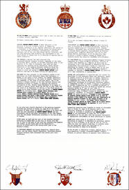 Letters patent granting heraldic emblems to Gordon Ernest Batley Letters patent granting heraldic emblems to Gordon Ernest Batley