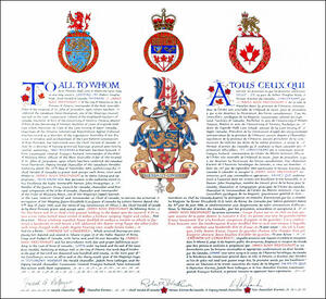 Letters patent granting heraldic emblems to James Roos Breithaupt Letters patent granting heraldic emblems to James Roos Breithaupt