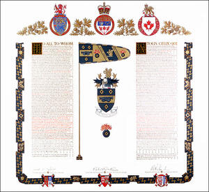 Lettres patentes concédant des emblèmes héraldiques à Robert Bruce Mitchell Lettres patentes concédant des emblèmes héraldiques à Robert Bruce Mitchell