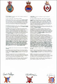 Letters patent granting heraldic emblems to the Village of Russell Letters patent granting heraldic emblems to the Village of Russell