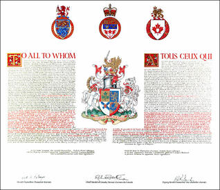 Letters patent granting heraldic emblems to the Royal Canadian Military Institute