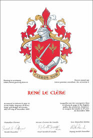 Letters patent granting heraldic emblems to René le Clère Letters patent granting heraldic emblems to René le Clère