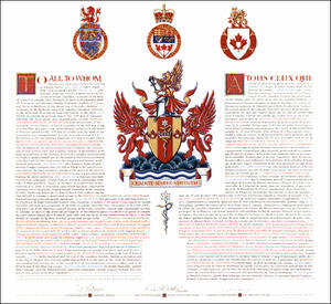 Letters patent granting heraldic emblems to the British Columbia Medical Association