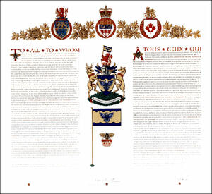 Letters patent granting heraldic emblems to The Corporation of the District of Burnaby
