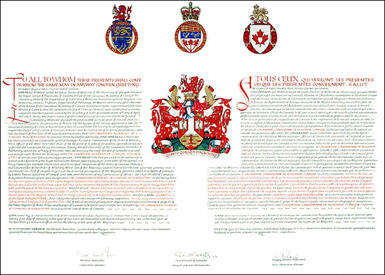 Letters patent granting heraldic emblems to The Canadian Academy of Clinical Biochemistry