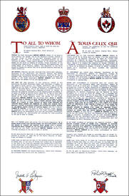 Letters patent granting heraldic emblems to Martial Asselin Letters patent granting heraldic emblems to Martial Asselin