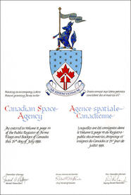 Letters patent granting heraldic emblems to the Canadian Space Agency