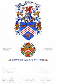 Letters patent granting heraldic emblems to Edward Allan McNabb Letters patent granting heraldic emblems to Edward Allan McNabb