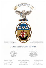 Lettres patentes concédant des emblèmes héraldiques à Jean Elizabeth McPhee