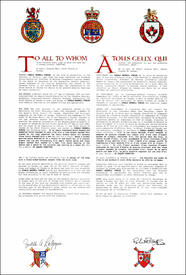 Letters patent granting heraldic emblems to Donald Maxwell Fowler