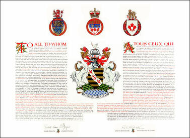 Lettres patentes concédant des emblèmes héraldiques à la Corporation du canton de Rawdon