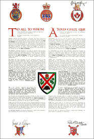 Letters patent registering the heraldic emblems of the Bank of Montreal