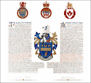 Letters patent granting heraldic emblems to Edwin John Chart