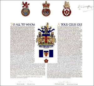 Letters patent granting heraldic emblems to The Corporation of the City of Windsor