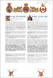 Letters patent granting heraldic emblems to The Loyalist College of Applied Arts and Technology