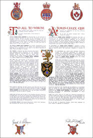 Letters patent registering the heraldic emblems of Graham Leslie Anderson